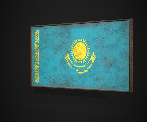 ArtStation - Old Picture Frame With Kazakhstan Flag - Game Ready PBR ...