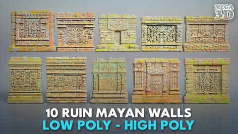 Ruin Mayan Temple Walls - 240712