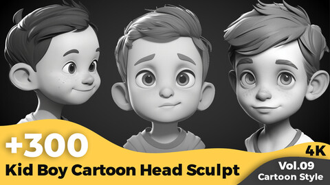 +300 Kid Boy Cartoon Head Sculpt Reference(4k)