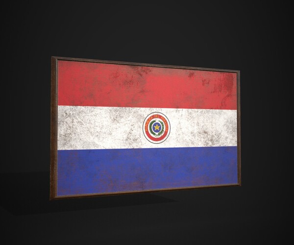 ArtStation - Old Picture Frame With Paraguay Flag - Game Ready PBR Low ...