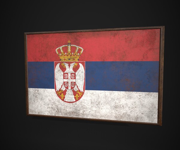 ArtStation - Old Picture Frame With Serbia Flag - Game Ready PBR Low ...