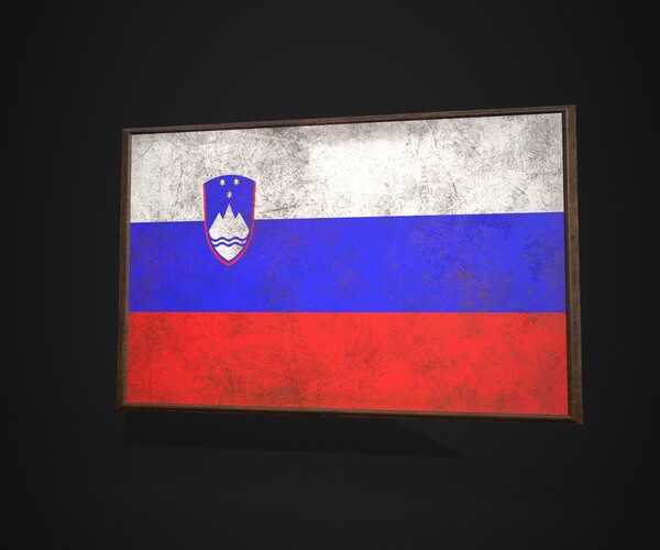 ArtStation - Old Picture Frame With Slovenia Flag - Game Ready PBR Low ...