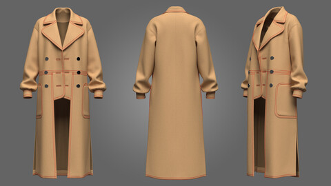 women long Coat_3D Model