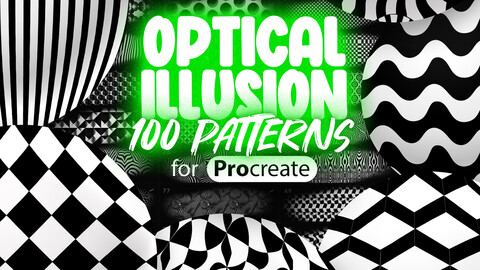 100 Procreate Optical Illusion Pattern Brush | Geometric Pattern for Procreate | Procreate Hypnosis Pattern | Procreate Spiral Pattern | Procreate Seamless Pattern | Procreate Patterns Brush Set | Procreate Patterns Brush Bundle