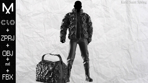 LV PUFFER  Marvelous designer/Clo3d OBJ mtl FBX ZPRJ (A-POSE)+BAG