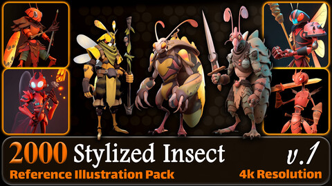 2000 Stylized Insect Reference Pack | 4K | v.1