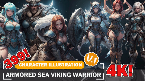 399 Various Class Anime Sea Viking Armored Warrior Diverse Outfit Character Design Reference Art V1 4K