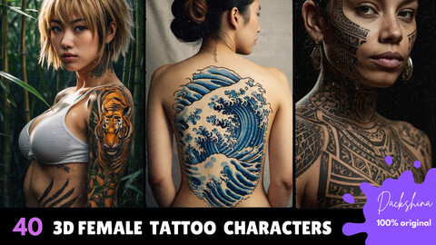 40 3D Female Tattoo Characters | Hyper Realistic Tattoo Girls