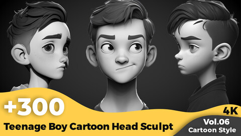 +300 Teenage Boy Cartoon Head Sculpt Reference(4k)