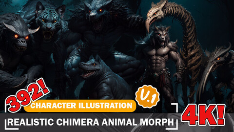 392 Various Realistic Animal Morph Chimera Monsters Character Design Reference Art V1 4K