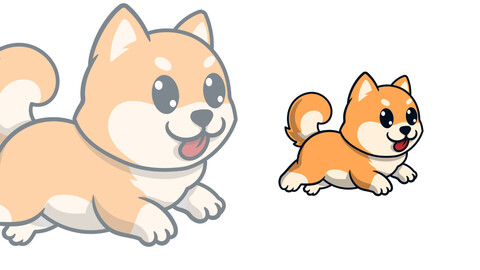 Shiba Inu Dog Running Cartoon