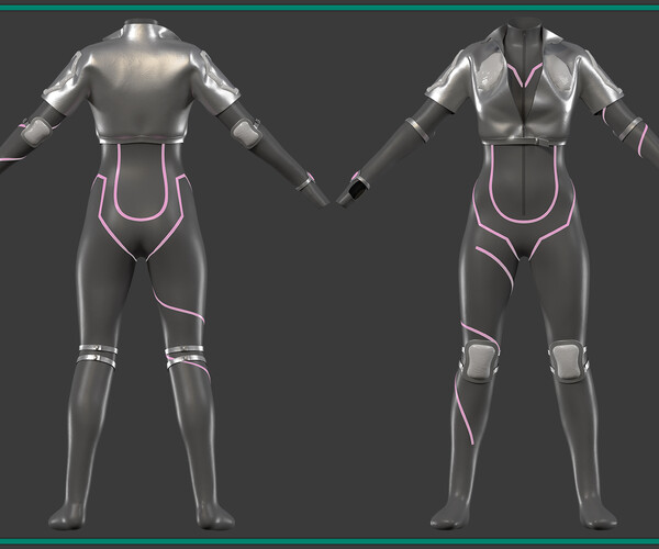 ArtStation - sci-fi female outfit with 3 texture/ zprj+obj+fbx+4K PBR ...