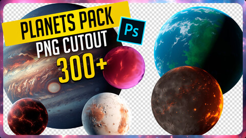 300+ PNG Cutout Planets - Resource Photo Pack for Photobashing in Photoshop