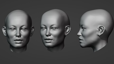 Female head reference 02 - Asian girl