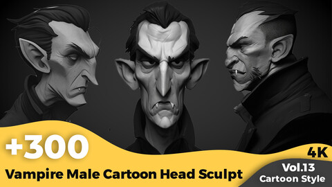 +300 Vampire Male Cartoon Head Sculpt Reference(4k)