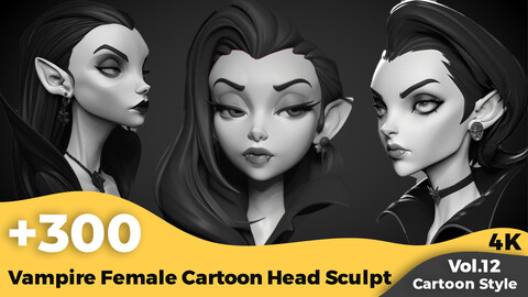 +300 Vampire Female Cartoon Head Sculpt Reference(4k)