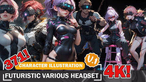 370 Various Anime Futuristic VR Headset Diverse Outfit Character Design Reference Art V1 4K