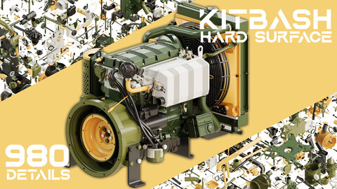 HARD SURFACE KITBASH : Mechanical Engine Design Pack - VOL 16