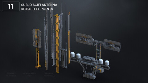 11 Hard Surface SUBD Scifi Radio Antennas