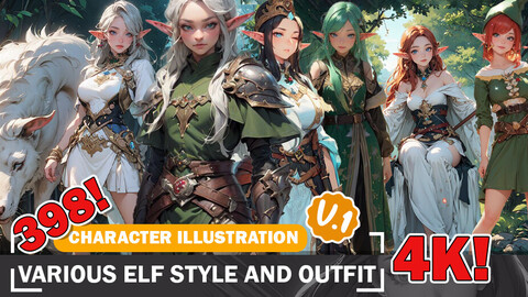 398 Various Anime Elf Style Specialist and Outfit Diverse Outfit Character Design Reference Art V1 4K