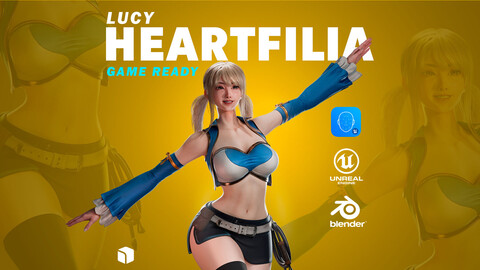 Lucy Heartfilia - UE5 - Blender 3D Rigged Low-poly 3D model