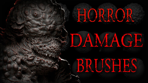 Zbrush + Blender - 30 Skin Damages Brushes Horror Edition