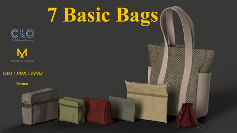 7 Basic Bags / ZPRJ/ OBJ/ FBX