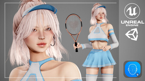 Tennis Player Girl Sonia Low-poly 3D model