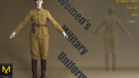 Women's Military Uniform_Female_Marvelous designer(Clo3d) project