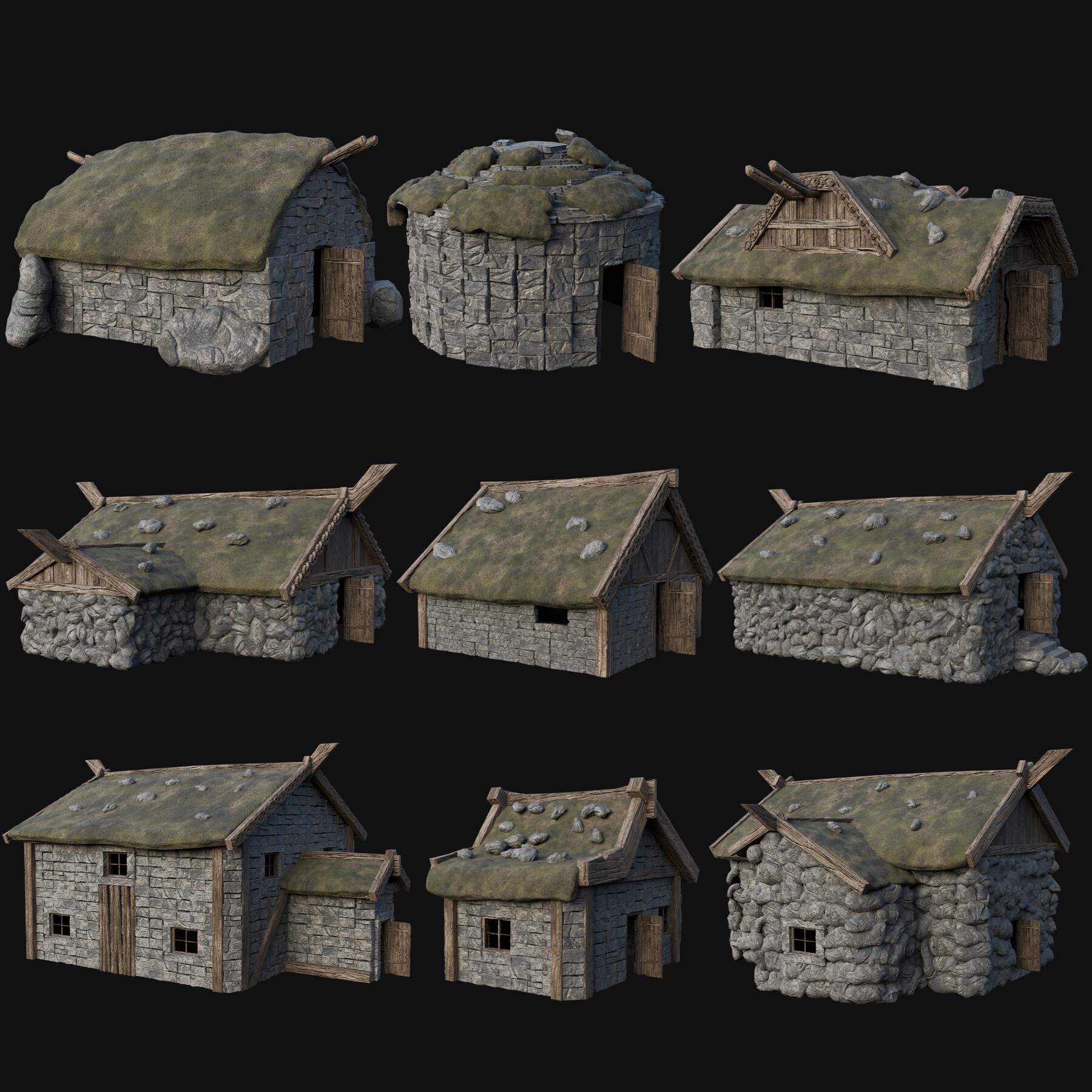 ArtStation - VIKING NORSE TURF HOUSES HUTS COTTAGES MEDIEVAL COLLECTION ...