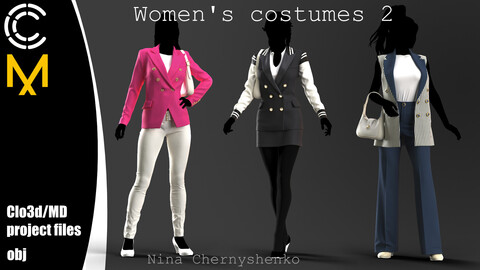 Women's costumes 2. Marvelous Designer/Clo3d project + OBJ.