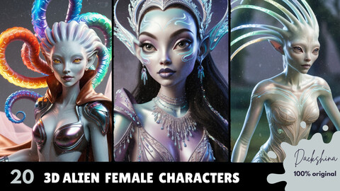 3D 20 Female Alien Characters | Fantasy Mythical Creatures