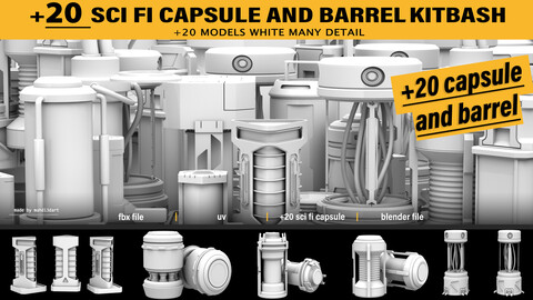 sci-fi capsule and barrel kitbash