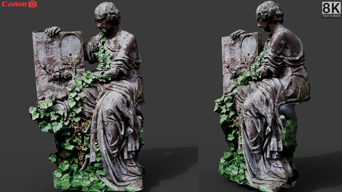 sculpture woman ancient monument abandoned ruins photogrammetry