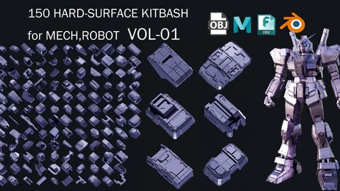 150+ HARD-SURFACE KITBASH VOL-01