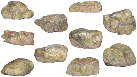 10 Low Poly Stone Rock Collection