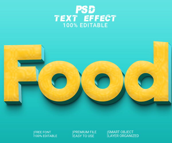 ArtStation - 3D Food PSD fully editable text effect. Layer style PSD ...