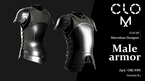 Male armor / Marvelous Designer/Clo3D project file + OBJ, FBX