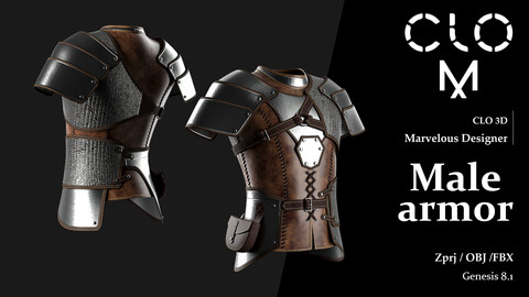 Male armor / Marvelous Designer/Clo3D project file + OBJ, FBX