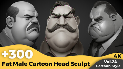 +300 Fat Male Cartoon Head Sculpt Reference(4k)