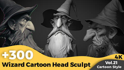 +300 Wizard Cartoon Head Sculpt Reference(4k)