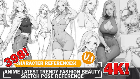 398 Various Anime Characters with Latest Trendy Fashion Sketch Pose Characters Reference Intricate Designs and Designs Reference Art V1 4K