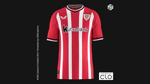 Castore Football Shirt Template for CLO 3D & Marvelous Designer