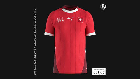 Puma 24-25 DRYCELL Football Shirt 1 Template for CLO 3D & Marvelous Designer