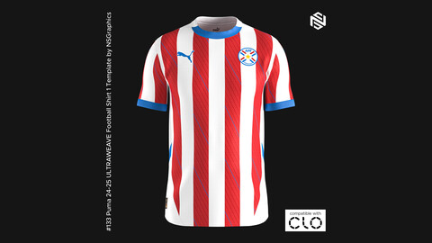 Puma 24-25 ULTRAWEAVE Football Shirt 1 Template for CLO 3D & Marvelous Designer