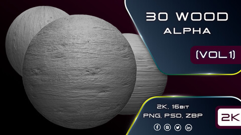 30 Wood Tileable Alphas + 40 Wood Brushes (Vol 01)