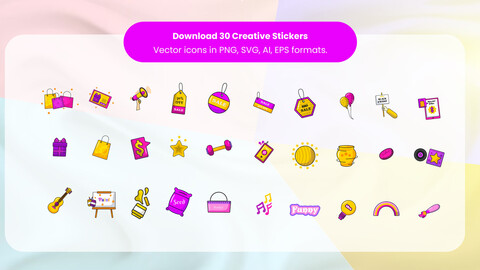 Premium Creative Stickers Vectors: PNG, SVG, EPS, AI Formats