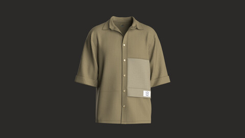 Mens shirt with texture fabric with cut and sew details