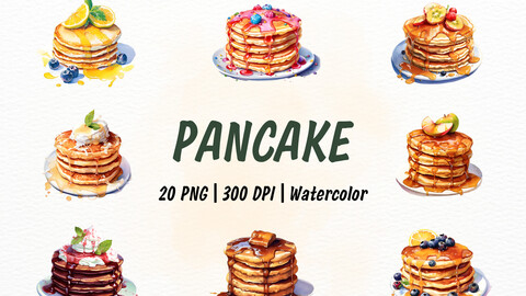 Watercolor Sweet Pancake Clipart