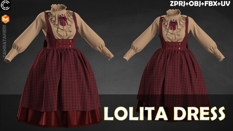 LOLITA DRESS (Clo3D Project + OBJ +FBX)